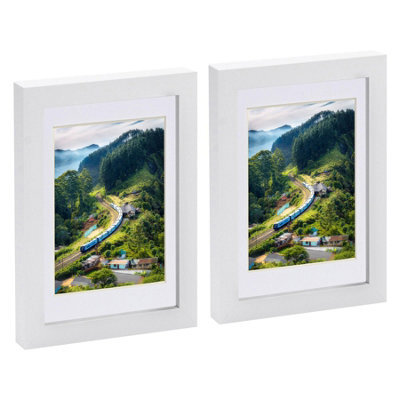 "Nicola Spring Photo Frames With 4"" X 6"" Mount - 5"" X 7"" - White/white - Pack Of 2" - image 1