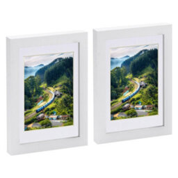 "Nicola Spring Photo Frames With 4"" X 6"" Mount - 5"" X 7"" - White/white - Pack Of 2" - thumbnail 1