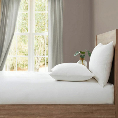 Lazy Linen 100% Washed Linen Fitted Sheet White European Flax Breathable Deep 36Cm Double King Super King Bed Sheet - image 1