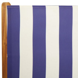 Berkfield Reclining Garden Chairs 6 Pcs Blue And White Fabric And Solid Wood - thumbnail 9