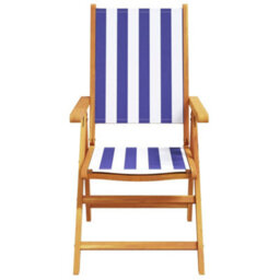 Berkfield Reclining Garden Chairs 6 Pcs Blue And White Fabric And Solid Wood - thumbnail 4