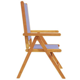 Berkfield Reclining Garden Chairs 6 Pcs Blue And White Fabric And Solid Wood - thumbnail 5
