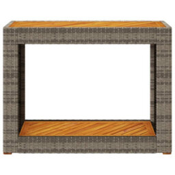 Walplus Garden Side Table With Wooden Top Grey 100X40X75 Cm Poly Rattan - thumbnail 6