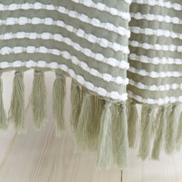 Catherine Lansfield Stab Stitch Embellished 125X150 Cm Blanket Throw Sage Green - thumbnail 3