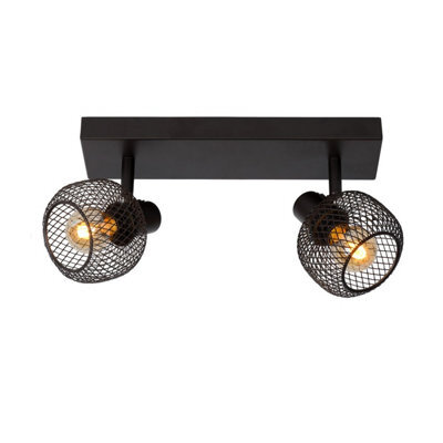 Lucide Maren Retro Twin Ceiling Spotlight - 2Xe14 - Black - image 1