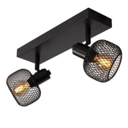Lucide Maren Retro Twin Ceiling Spotlight - 2Xe14 - Black - thumbnail 7