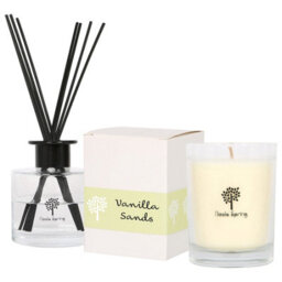 Nicola Spring Vanilla Sands Scented Candle & Diffuser Set - 160G Natural Soy Wax Candle & Home Air Freshener Set