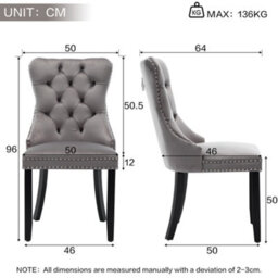Matteo Set Of 4 Modern Upholstered Velvet Dining Chairs With Button Tufted Back & Knocker Ring - Grey - thumbnail 9