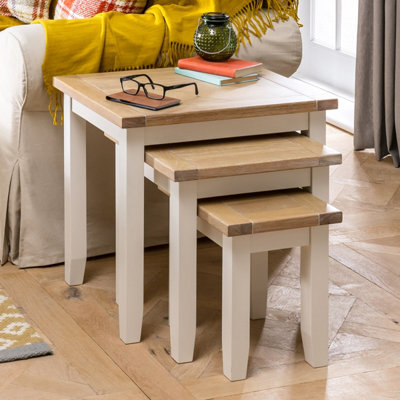 The Furniture Market Cheshire Cream Painted Nest Of 3 Side Tables - image 1