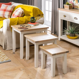 The Furniture Market Cheshire Cream Painted Nest Of 3 Side Tables - thumbnail 3
