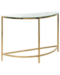 Beliani Half-Moon Console Table White Tempered Glass And Gold-Tone Frame, W111 X D36 X H78Cm - thumbnail 3
