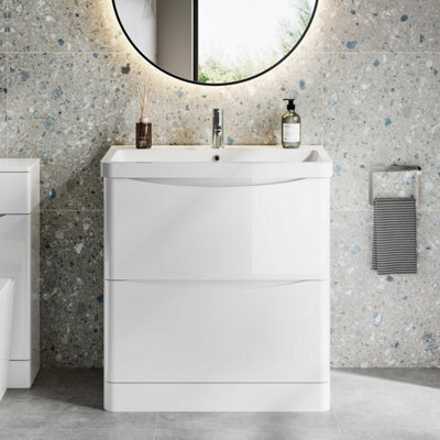 Affine 800mm Bathroom Vanity Unit Floorstanding Furniture Cabinet Sink Soft Close White - image 1