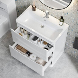 Affine 800mm Bathroom Vanity Unit Floorstanding Furniture Cabinet Sink Soft Close White - thumbnail 3