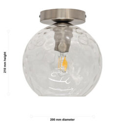 First Choice Lighting Set Of 2 Barnum - Clear Dimple Glass Globe Satin Nickel Ceiling Lights - thumbnail 6