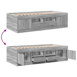Berkfield Daybed With Drawers Without Mattress Grey Sonoma 75X190 Cm Small Single - thumbnail 7