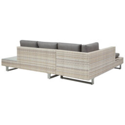 Beliani Garden Corner Sofa With Table 5 Seater Lanciano Right Hand Pe Rattan Grey - thumbnail 8