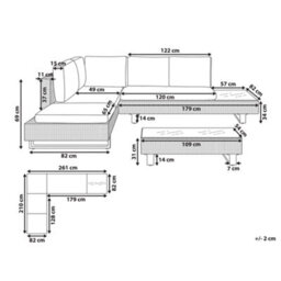 Beliani Garden Corner Sofa With Table 5 Seater Lanciano Right Hand Pe Rattan Grey - thumbnail 3