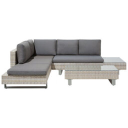 Beliani Garden Corner Sofa With Table 5 Seater Lanciano Right Hand Pe Rattan Grey - thumbnail 1