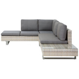 Beliani Garden Corner Sofa With Table 5 Seater Lanciano Right Hand Pe Rattan Grey - thumbnail 7