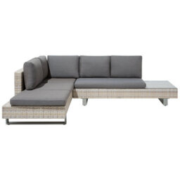 Beliani Garden Corner Sofa With Table 5 Seater Lanciano Right Hand Pe Rattan Grey - thumbnail 6