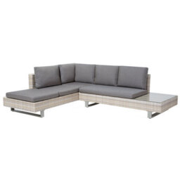 Beliani Garden Corner Sofa With Table 5 Seater Lanciano Right Hand Pe Rattan Grey - thumbnail 5