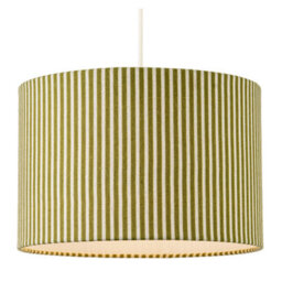 Happy Homewares Olive Green Thin Striped Linen Fabric Lamp Shade With Inner Lining - thumbnail 2