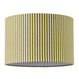 Happy Homewares Olive Green Thin Striped Linen Fabric Lamp Shade With Inner Lining