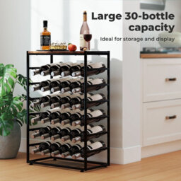 Levede Wine Rack 30 Bottles Freestanding Floor Wooden Top Wine Shelves - thumbnail 5