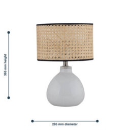 First Choice Lighting Set Of 2 Tuscan White Ceramic Lamps With Natural Cane Shade - thumbnail 8