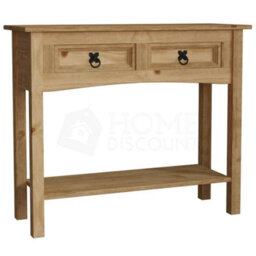 Console Table Shelf 2 Drawer Storage Living Room Hallway Solid Pine Unit - thumbnail 6