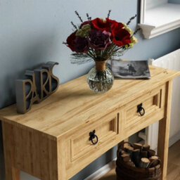 Console Table Shelf 2 Drawer Storage Living Room Hallway Solid Pine Unit - thumbnail 4