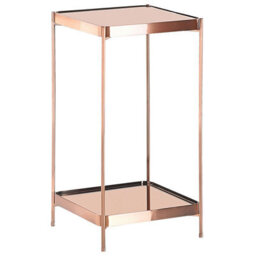 Beliani Side Table Alsea Tempered Glass Copper - thumbnail 1