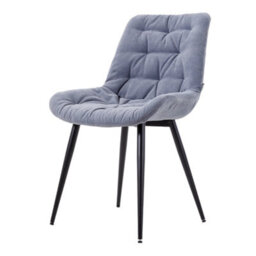 Darphe Grey Teddy Fleece Dining Chair With Tufted Back And Black Iron Legs, 54Cm W X 59Cm D X 87Cm H - thumbnail 4