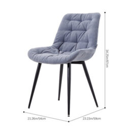 Darphe Grey Teddy Fleece Dining Chair With Tufted Back And Black Iron Legs, 54Cm W X 59Cm D X 87Cm H - thumbnail 6