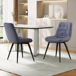 Darphe Grey Teddy Fleece Dining Chair With Tufted Back And Black Iron Legs, 54Cm W X 59Cm D X 87Cm H - thumbnail 2