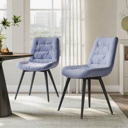 Darphe Grey Teddy Fleece Dining Chair With Tufted Back And Black Iron Legs, 54Cm W X 59Cm D X 87Cm H - thumbnail 1
