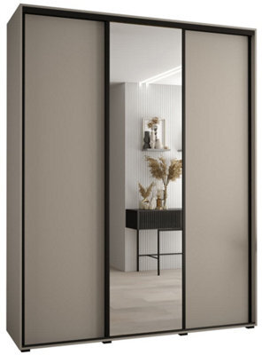 Arte Stylish Dakota Iii Sliding Door Wardrobe W1900mm H2350mm D600mm With Mirrored Door And Cashmere Finish - image 1