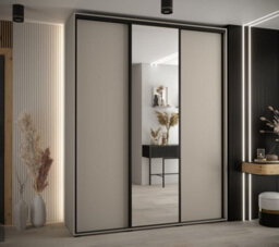 Arte Stylish Dakota Iii Sliding Door Wardrobe W1900mm H2350mm D600mm With Mirrored Door And Cashmere Finish - thumbnail 2