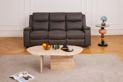 Home Detail Collins Sofa Suite 3 Seater Manual Recliner Grey Pu Faux Leather - image 1