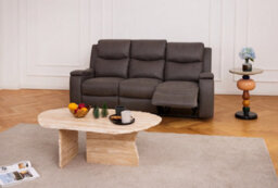 Home Detail Collins Sofa Suite 3 Seater Manual Recliner Grey Pu Faux Leather - thumbnail 2