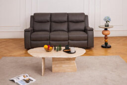 Home Detail Collins Sofa Suite 3 Seater Manual Recliner Grey Pu Faux Leather - thumbnail 1