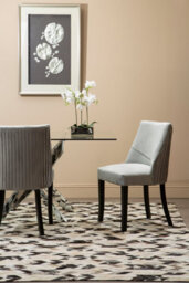 Orsina Premier Housewares Grey Velvet Dining Chair With Black Legs - thumbnail 2