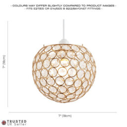 Happy Homewares Modern Round Gold Globe Easy Fit Pendant Shade With Small Clear Acrylic Beads - thumbnail 7