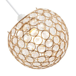 Happy Homewares Modern Round Gold Globe Easy Fit Pendant Shade With Small Clear Acrylic Beads - thumbnail 4