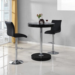 Furniture In Fashion Havana Bar Table In Black With 2 Ripple Black Bar Stools - thumbnail 2