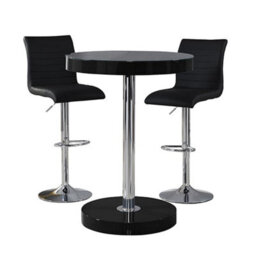 Furniture In Fashion Havana Bar Table In Black With 2 Ripple Black Bar Stools - thumbnail 3