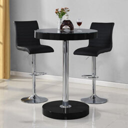 Furniture In Fashion Havana Bar Table In Black With 2 Ripple Black Bar Stools - thumbnail 1