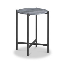 Pimlico Grey 42.5Cm Round Marble Side Table - Dark Grey Metal Frame - By Roseland Furniture - thumbnail 1
