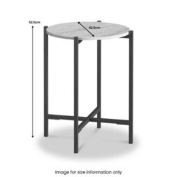 Pimlico Grey 42.5Cm Round Marble Side Table - Dark Grey Metal Frame - By Roseland Furniture - thumbnail 3