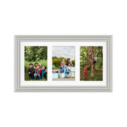 AK Frames 40X20Cm Light Grey Classic Multi Photo Frame With White Mount - Holds 3 Apertures (3X) 6X4 Photos - thumbnail 1